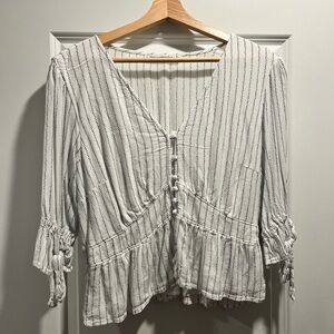Abercrombie & Fitch White Striped Blouse